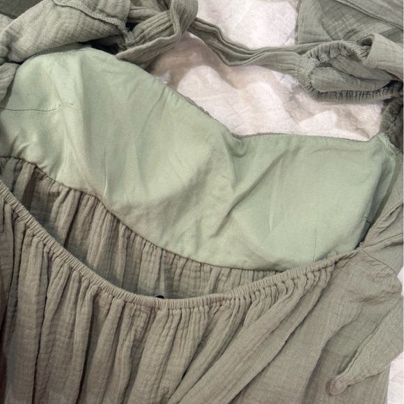 Princess Polly LET'S DANCE MINI DRESS SAGE 100% cotton puff sleeve - Picture 12 of 12